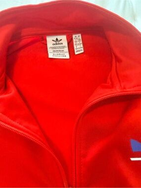 adidas Red Full-Zip Track Jacket with Trefoil Detail
